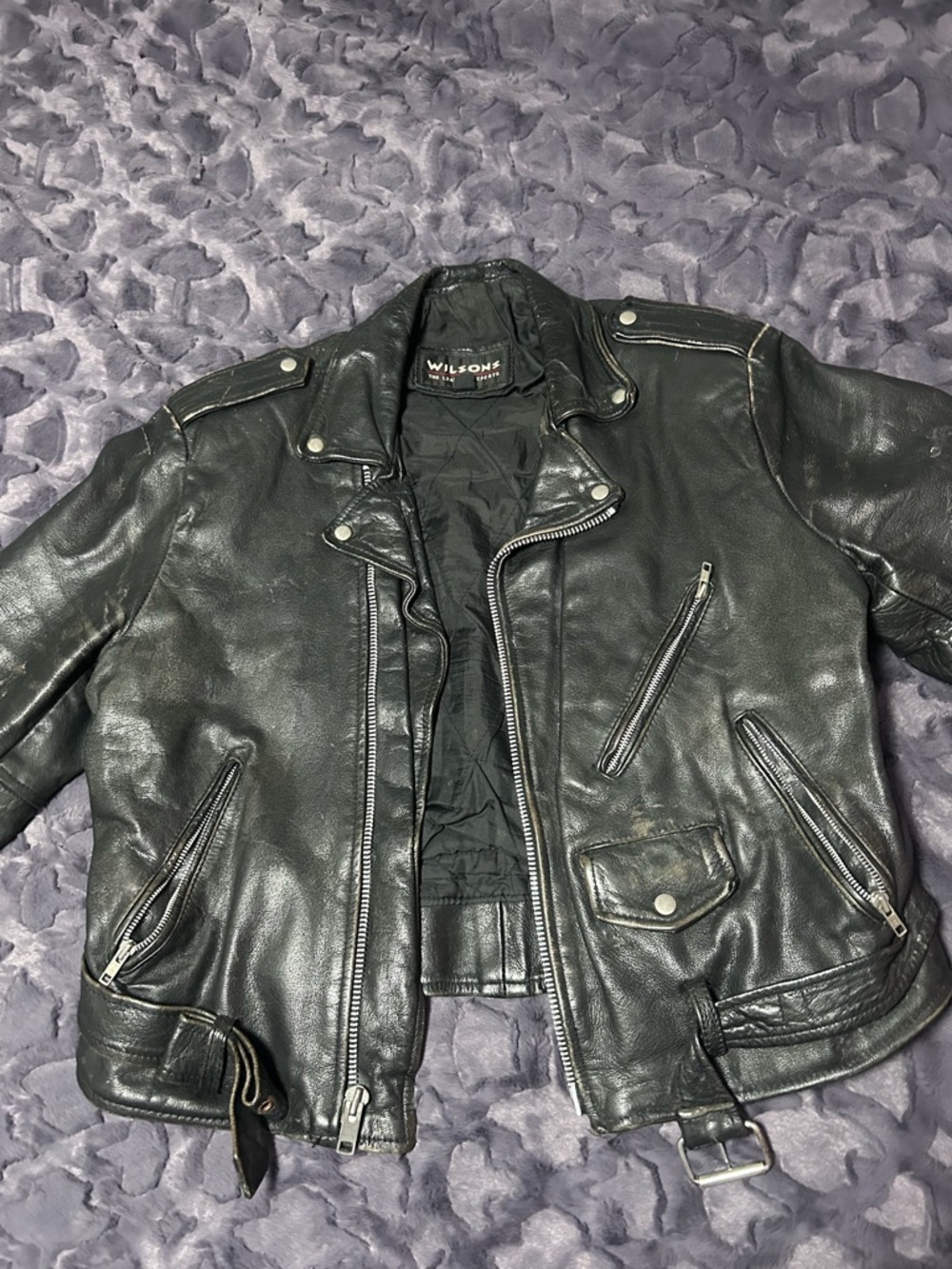 Wilson Black Leather Jacket with Red Logo Accent